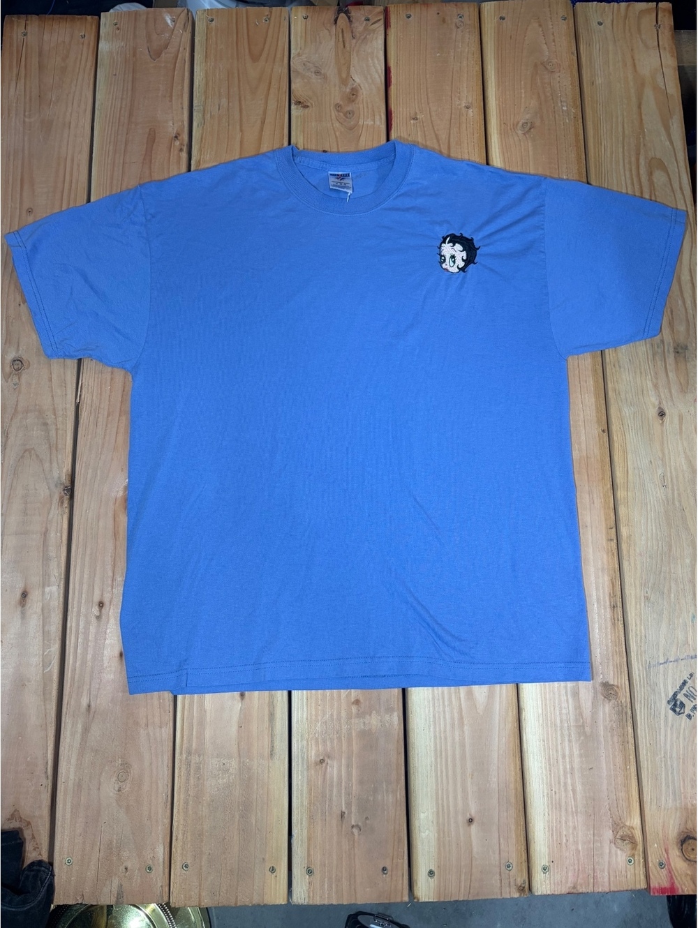 Jerzees Blue Betty Boop Embroidered T-Shirt Size XL